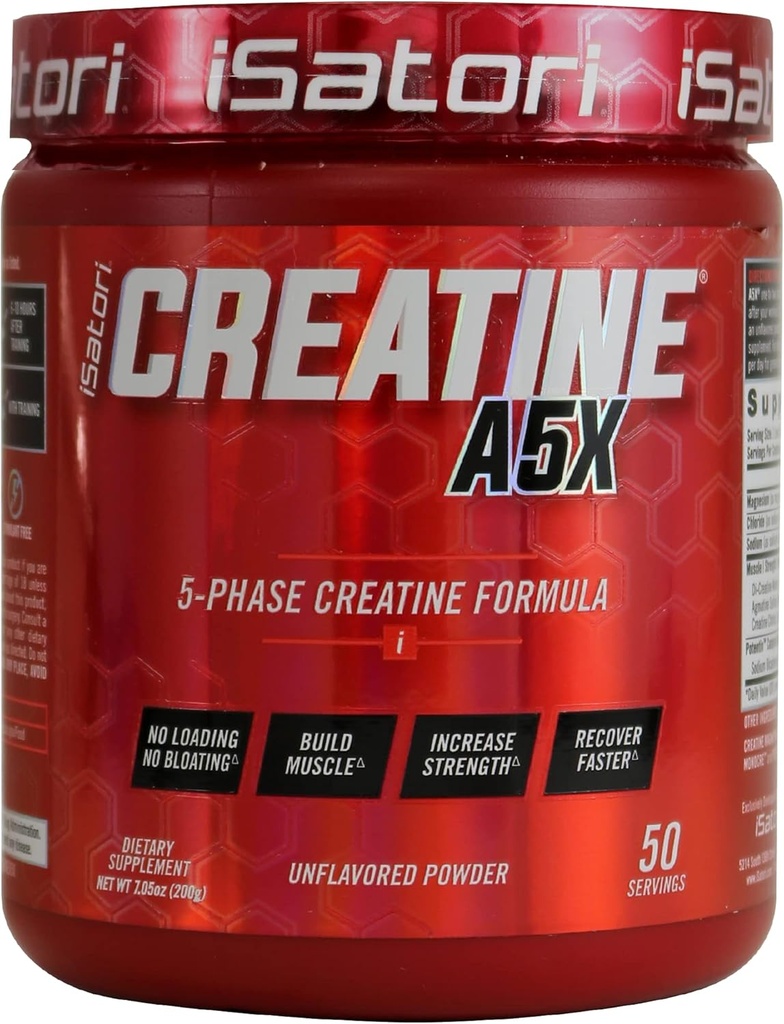 iSatori Creatine A5X με Creatine Monohydrate & Betaine Anhydrous για την ανάπτυξη των μυών, την ενίσχυση Κτίριο, & Ανάκτηση - Συμπλήρωμα διατροφής για την εκπαίδευση & την ανύψωση βάρους - Unflaved (50 εξυπηρετούν)