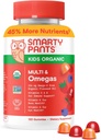SmartyPants Organic Kids Multivitamin Gummies: Omega 3 (ALA), Vitamin D3, C, B12, B6, A, K & çinko Immune Support, Biotin, Vegetarian, Three Fruit Flavors, 120 Count (30 Day Supply)