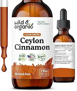 Vahşi & Organik Ceylon Cinnamon Türlü Ölçeği 500 mg - Genel Destek için Sıvı Cinnamon Supplements - Cinnamomum Verum Bark Tincture - Vegan, Sugar & Alkol-Free, Non-GMO - 2 fl oz
