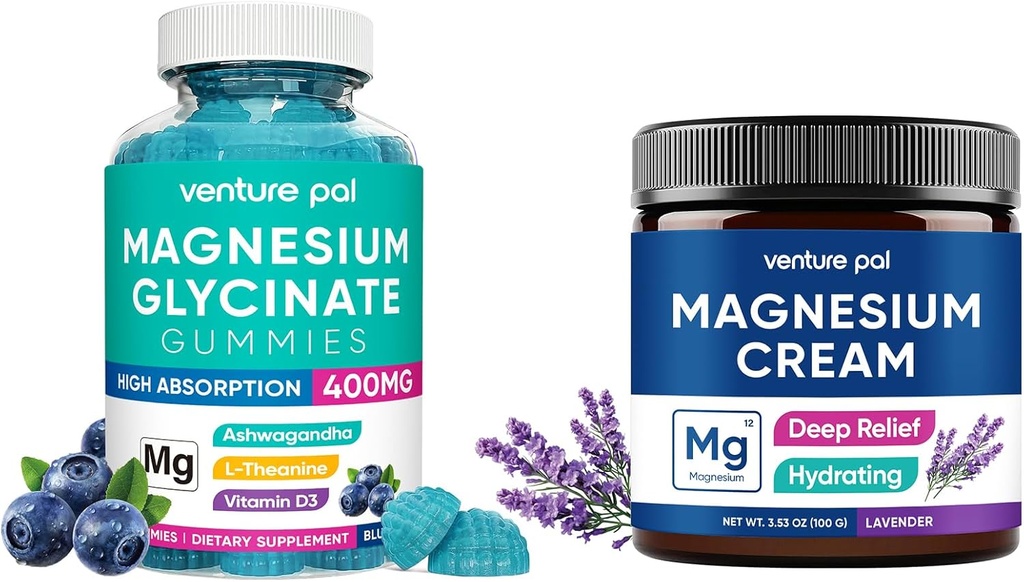 Magnezyum Glycinate Gummies with Ashwagandha, Magnezyum Cream - Uyku, Kas Cramp ve Rahatlama