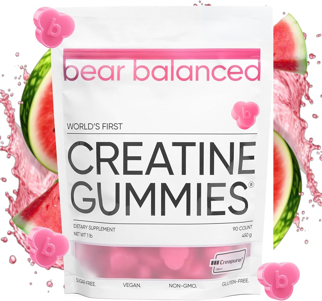 Ayılar Erkekler ve Kadınlar için Kreşin Gummies - Kreorie®tine Monohidrat, L-Theanine, L-Tyrosine & B12 Kas Büyüme, Güçlü, Focus, Enerji ve Sağlık - Low Calorie, Sugar-Free, & Vegan