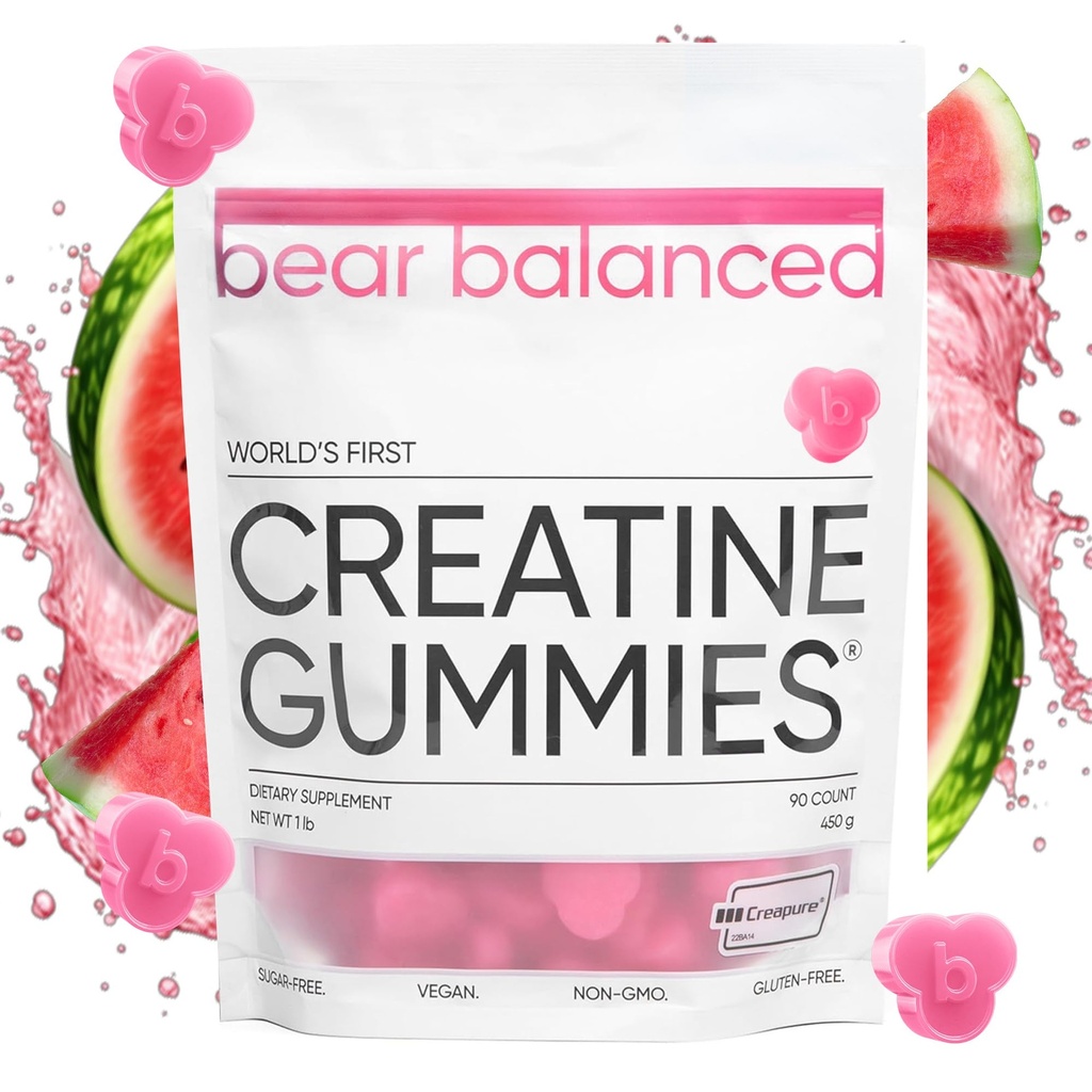 Ayılar Erkekler ve Kadınlar için Kreşin Gummies - Kreorie®tine Monohidrat, L-Theanine, L-Tyrosine & B12 Kas Büyüme, Güçlü, Focus, Enerji ve Sağlık - Low Calorie, Sugar-Free, & Vegan
