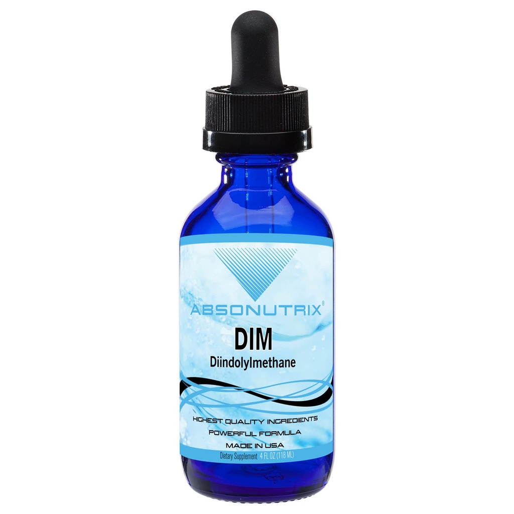 Absonutrix DIM (Diindolylmethane) 593 mg, 4 Oz Şişe, 200 Potent Servisler, Üçüncü Partili Test Edilmiş Drops, Quick Abxia, Gluten-Free, Third-Party Tested, GMP-Cerated, Non-GMO, Made in USA