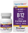 Superior Source NO Shot Advanced B-12 2,000 mcg B-6/Φολικό οξύ 600 mcg - Φολικό οξύ για γυναίκες & άνδρες - Β Βιταμίνες συμπλήρωμα υποστηρίζει την ενέργεια & την υγεία των κυττάρων - 60 υπογλώσσια δισκία διάλυσης