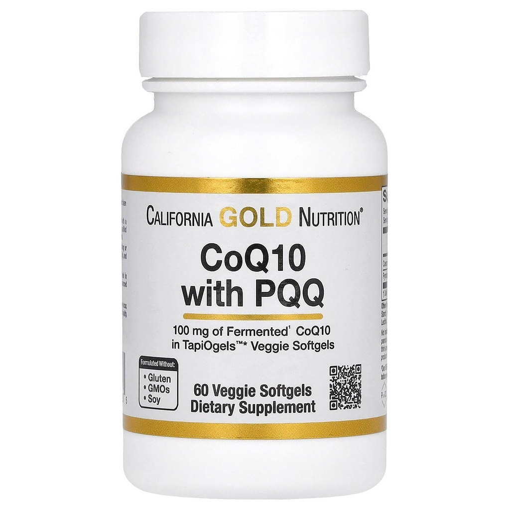 California Gold Beslenme CoQ10 PQ, Ubiquinone USP, Tapioca Veggie Softgel ile Sunflower Lecithin, 100 mg, 60 Veggie Softgel