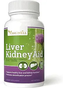 Liver Kidney Aid, Herbal Temel Malzemeler Liver ve Kidney Health, 90 Days Supply (180 Softgels)