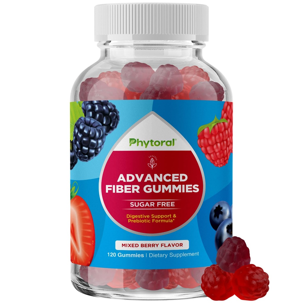 Yetişkinler için Fiber Gummies - Chicory Root Supplement with Prebiyotik Support for Gut & Digestive Health - Stomach Yönetmeliği ve Immune Aid - Sugar Free & Vegan - 120 Kont