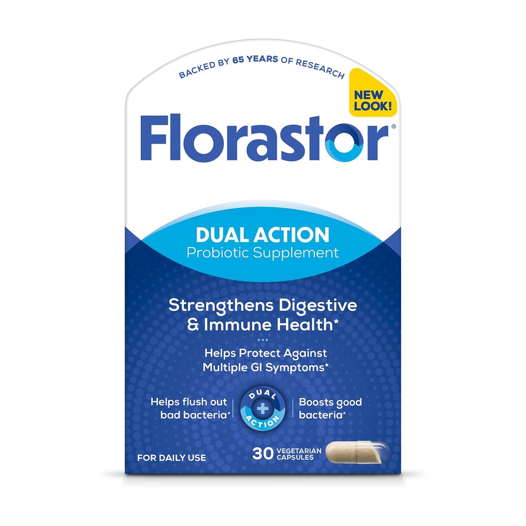 Florastor Probiotics for Digestive and Immune Health, 30 κάψουλες, Probiotics for Women & Men, Helps Flush Bad βακτηρίδια, Ενισχύει το καλό με Μοναδικό μας Saccharomyces Boulardii