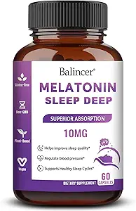Melatonin 10 mg + L Theanine 5 mg & Magnezyum 5 mg, Yetişkinler için Restful Sleep Support, Calm ve Relaxation için Uyku Yardım Supplement, Vegan, Non-GMO, 60 Capsules