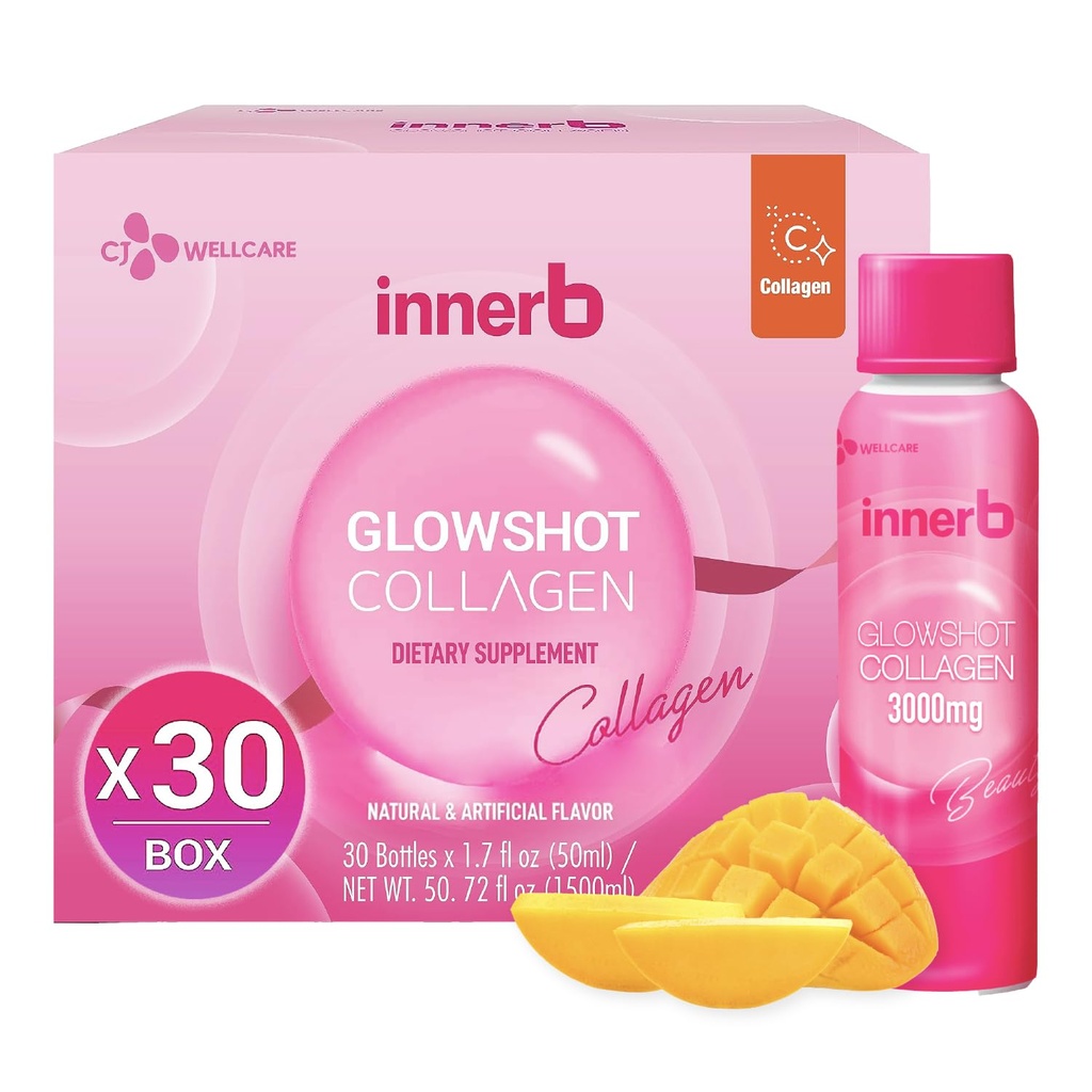 CJwellcare İçb Glowshot Collagen (50.7 fl oz, 30 Hizmet) - 300.000 kg Collagen for Women, 3,000 mg Collagen,, Collagen Shots for High Abxia, Hair, Skin & Nails Supplements