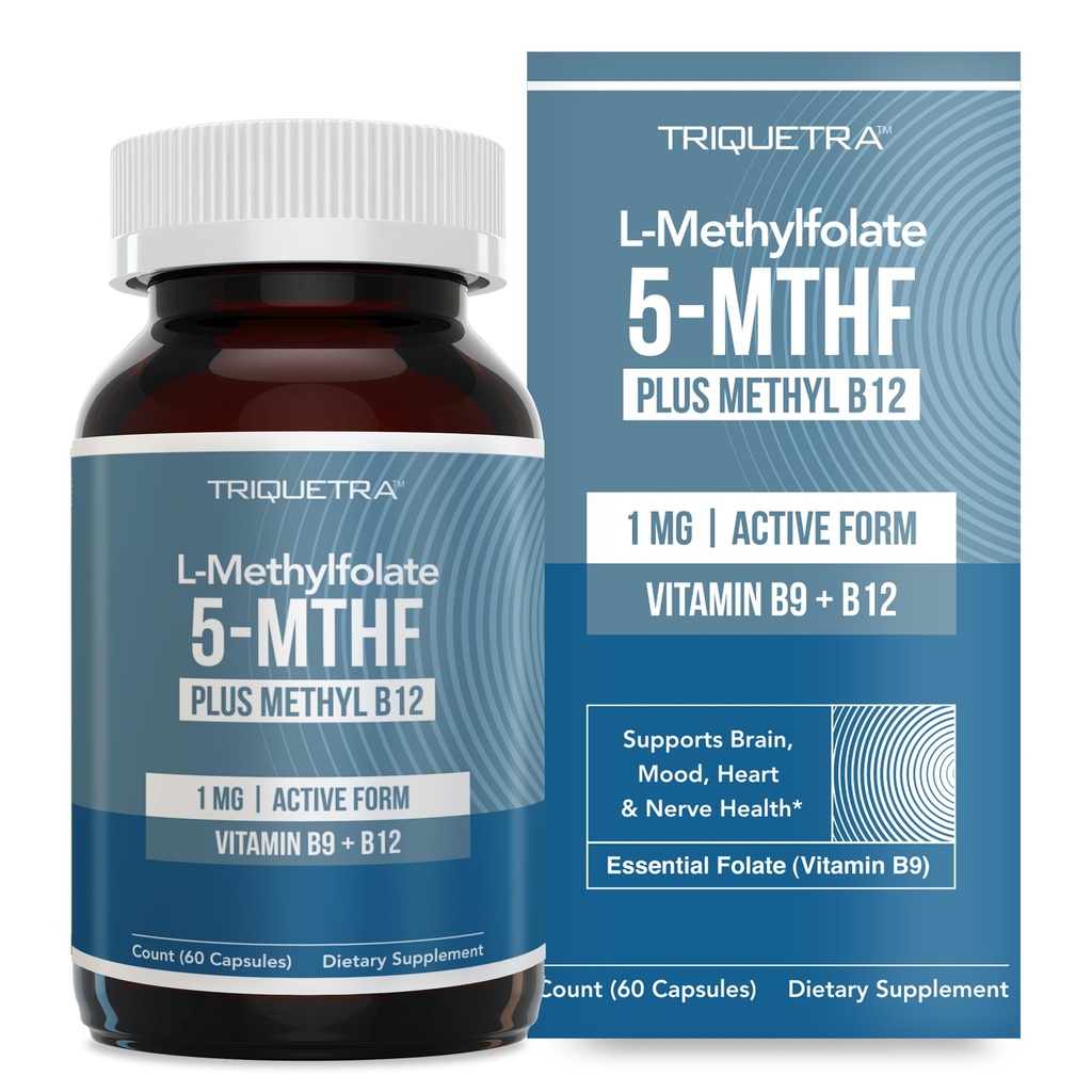 L Torch Folate 1000 mcg Plus Torch B12 Cofaksiyon - Aktif 5MTHF Form - Destekler Mood, Torchation, Cognition – Highly Bio available Bioactive Forms of Vitamin B9 & B12 (60 Capsules – 60 Hizmet)