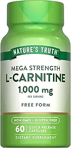 Nature's Truth L-Carnitine 1000 mg | 60 Capsules | Mega Strength | Free Form | Non-GMO & Gluten Free Supplement Supplement Supplement