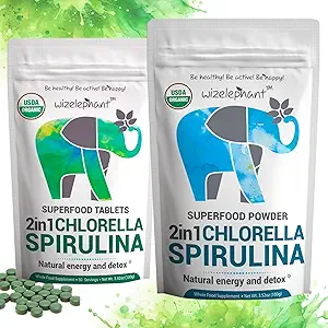 Chlorella Spirulina Toz Organik + Spirulina Chlorella Tabletler | Organik / Chlorophyll'deki Zengin | Yeşiller Superfood Toz & Tabletler Grafikleri