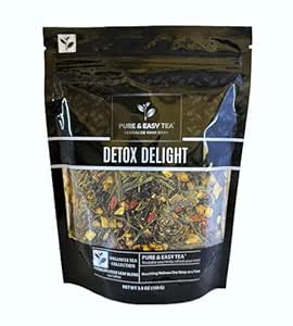Pure And Easy Tea, Detox Delight, 30 Day Detox, Sağlıklı Yeğenliği Destekler, Liver, Gut & Colon Cleanse, Advanced Full Body Meeting, 100g/3.5oz