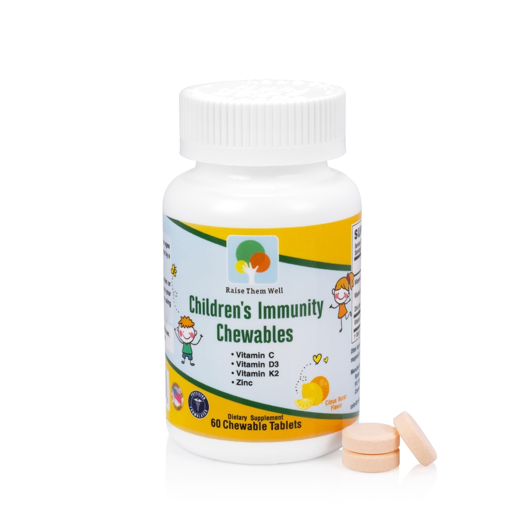 Them Well Kids Vitamin C & Immune Support, Citrus Chewables for Children, Natural Immune Branson with çinko & Elderberry + Kids Vitamin PDF, Doktor Formulated, 60 Tasty Tabletleri