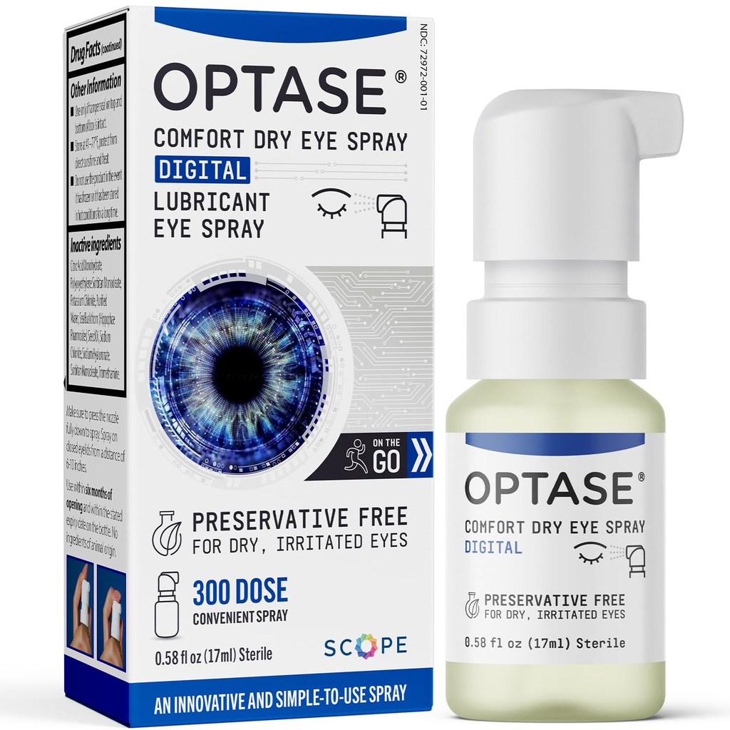 Optase Comfort Kuru Göz Kaplaması - Preservative Free Yapay Çayrs Alternatif - Kuru Göz Yıkaması - Çok Kullanımı Şişe, İletişim Lens Güvenli - .58 fl oz