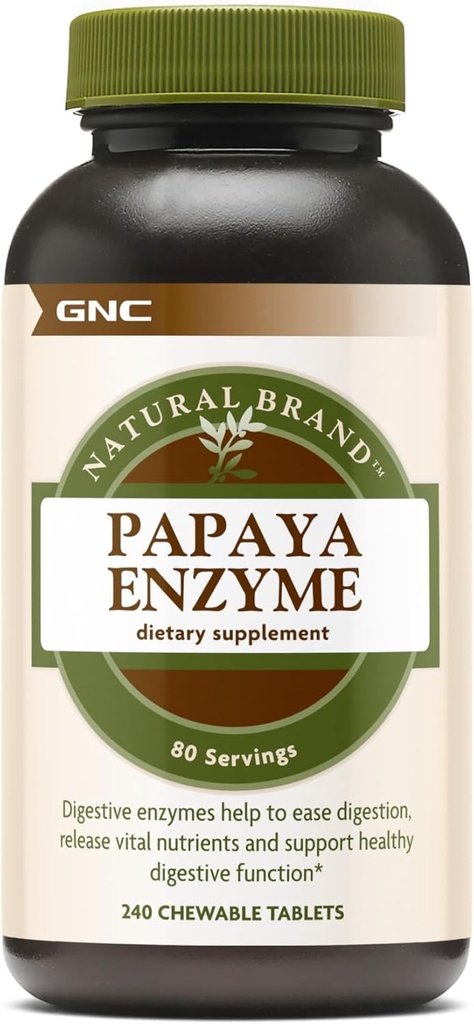 GNC Natural Brand Papaya Enzymes, Sağlıklı Digestatif Fonksiyonlar, 240 Tablet