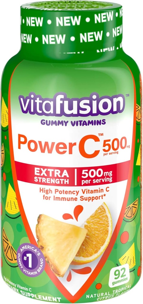 Vitafüzyon Chewable Food & Vitamin C Gummy Vitamins, Fruit Flavored, 100 Kont & Troena