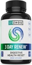 Zhou 3 Day Renew - Probiyotikler for Digestive Health, Probiyotikler for Men and Women, Gut Health & Natural reset Support Supplement with Ginger and Aloe - 27 Veg Caps