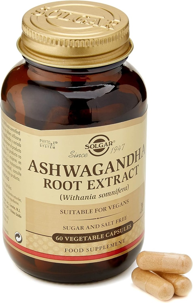 Solgar Ashwagandha Root Extract - 60 κάψουλες λαχανικών - Standardized Full Potency (SFP) - Μη ΓΤΟ, Vegan, Γλουτένη & Γαλακτοκομικά, Kosher - 60 εξυπηρετούν