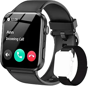 IOWODO Smart Watch for Men Women - 1.85'HD Ekran Make ve Cevap Calls ile AI Voice Asistan, SpO2/Heart Rate/Sleep Monitor, 100+ Sports Modes, Smartwatch for Android and iOS (2 klipler)