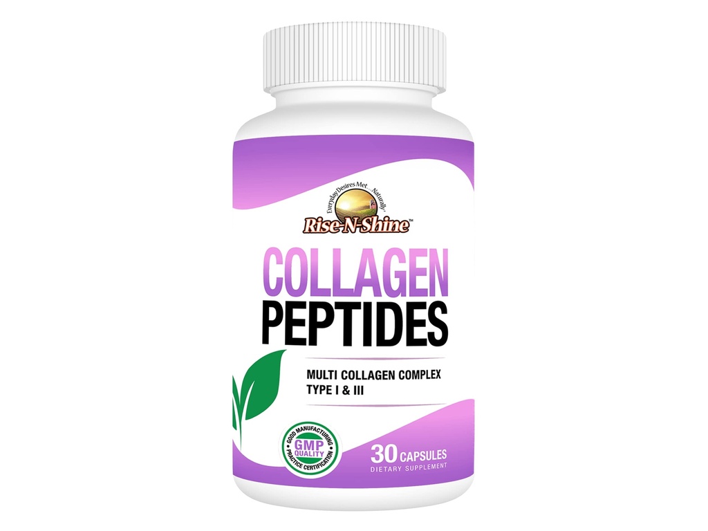 Rise-N-Shine Hydrolyzed Collagen Type I & III - Collagen Nail Kompleksi Saç, Skin, Nails ve Ortak Destek - 30 Capsules (30-Day Supply)