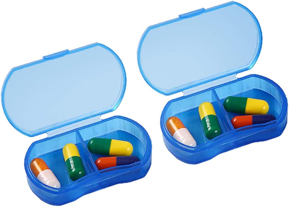 2PCS Pill Case Organizer Pocket Small Pill Holder, Daily AM & PM Containers, Medicine Holder, Ideal for Medication, Vitamin, Supplement, Perfect for Travel, Ideal for Purse