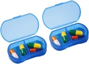 2 Üretilen Pill Case Organizer Pocket Small Pill Holder, Daily AM & PM Containers, Tıp Sahibi, İlaç için ideal, Vitamin, Tamam, Seyahat için Mükemmel, Purse için İdeal