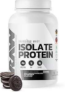 RAW Whey Isolate Protein Toz, Kurabiyeler N Cream - 100 Grass-Fed Sports Nutrition Protein Tozu Kas Büyüme ve Kurtarma için - Low-Fat, Low Carb, Doğal Flavored & Sweetized - 25 Hizmet