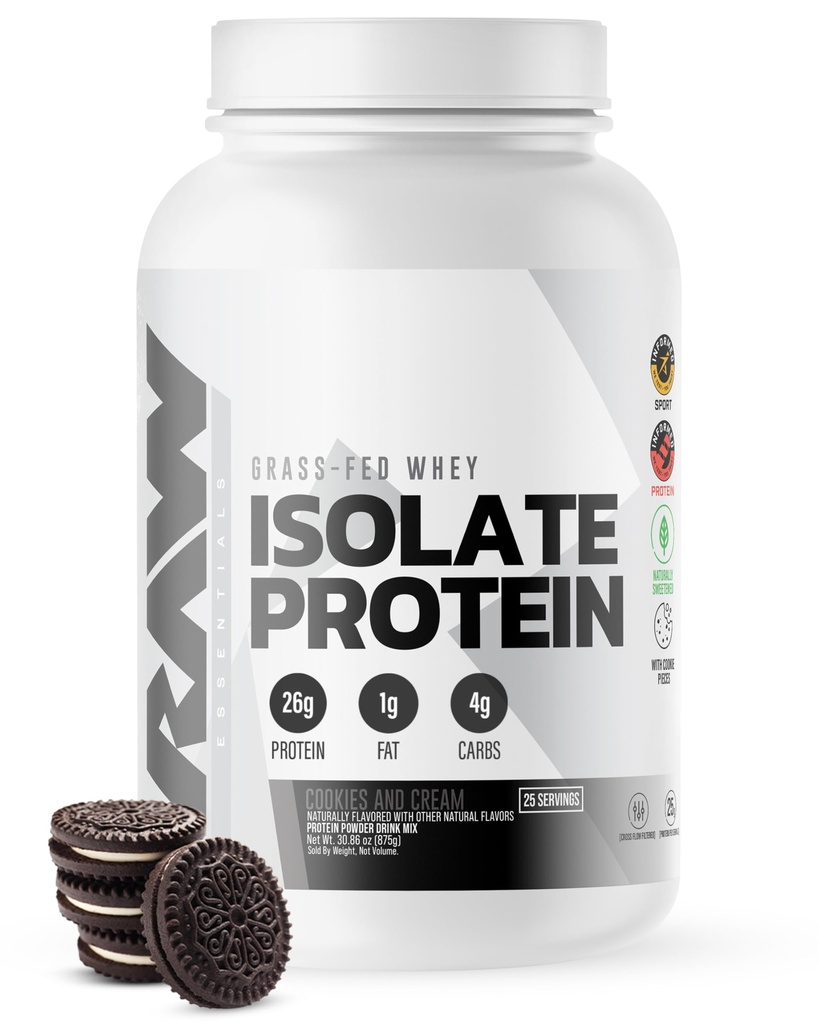 RAW Whey Isolate Protein Toz, Kurabiyeler N Cream - 100 Grass-Fed Sports Nutrition Protein Tozu Kas Büyüme ve Kurtarma için - Low-Fat, Low Carb, Doğal Flavored & Sweetized - 25 Hizmet