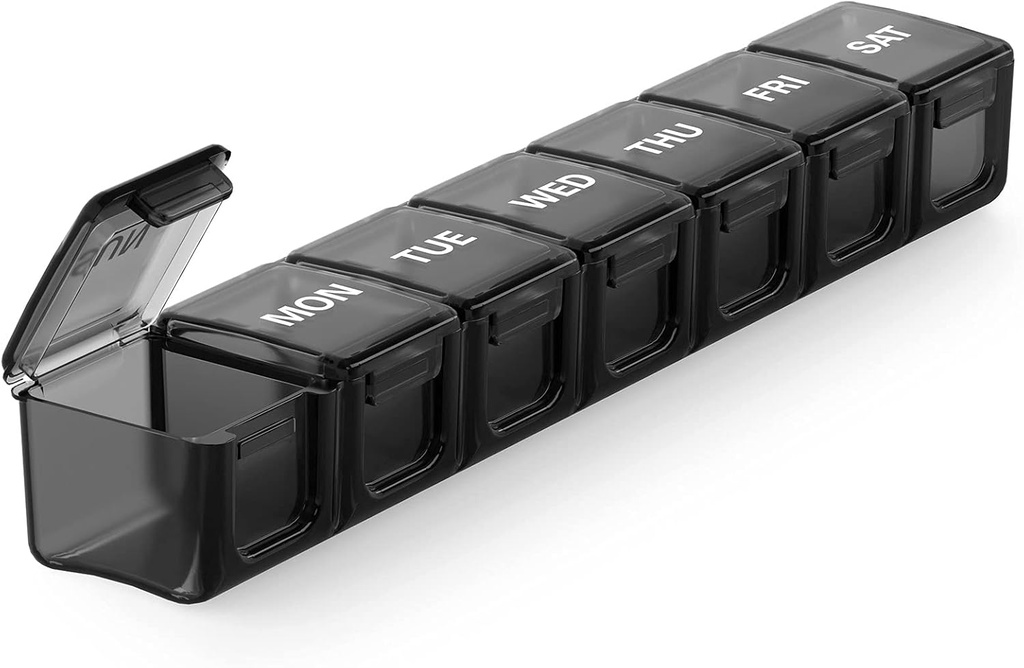 Sukuos Ekstra Büyük Haftalık Pill Organizer, 7 Günlük Pill Box Case Easy to Open, Silkscreen Presleri, Fish Oils veya Supplements için Clear Lid ile Kolay,