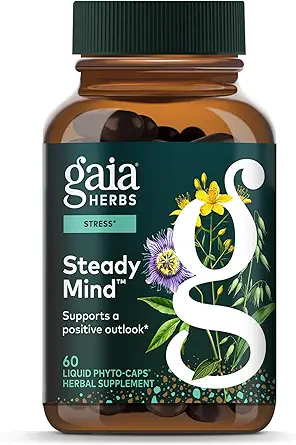 Gaia Herbs Duygusal Denge - Vücut Cope'ye Stres Yardımı - St. John's Wort, Passionflower, Vervain ve Oats - 60 Vegan Sıvı Phyto-Capsules (20-Day Supply)