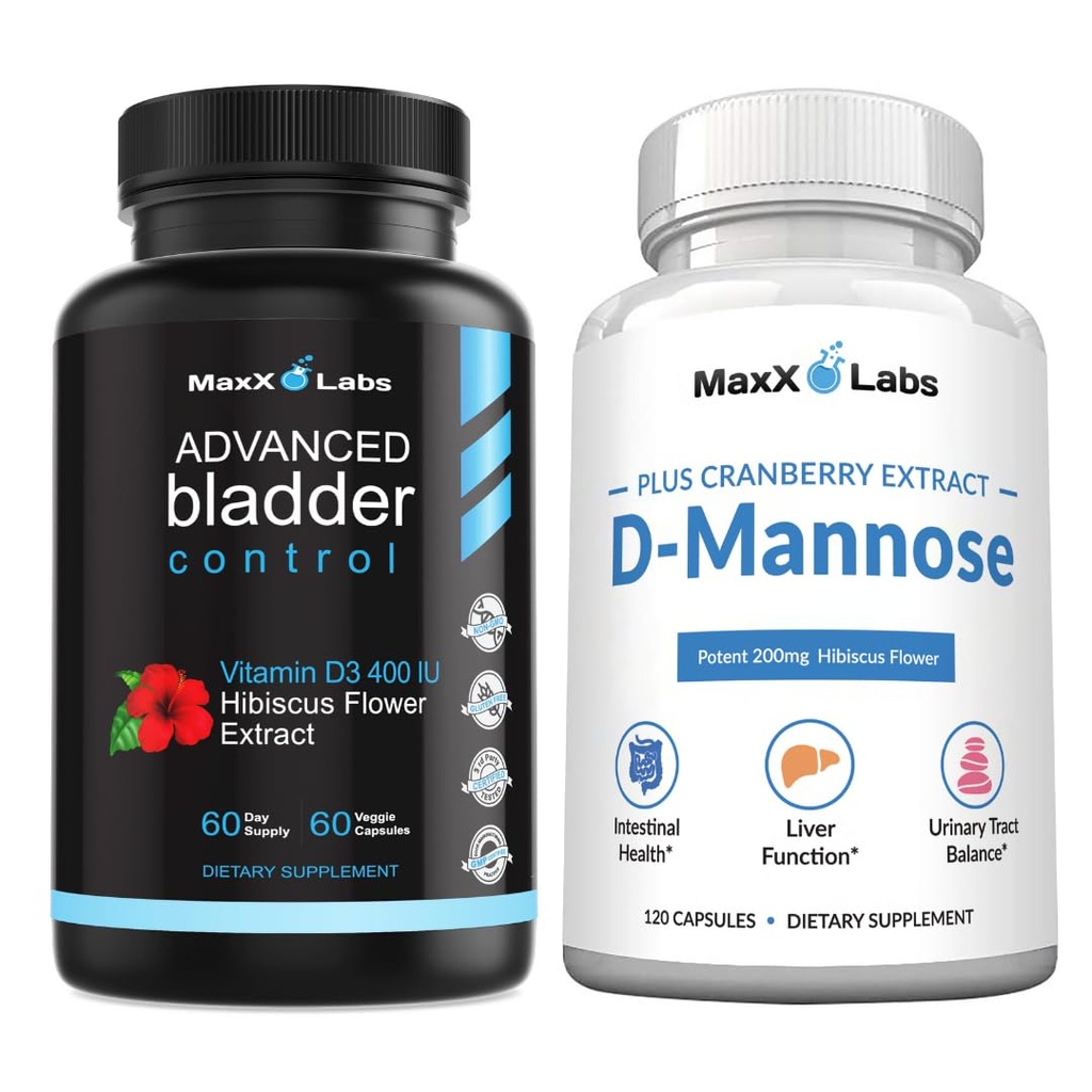 Advanced Bladder Control Supplements for Women & Men 60Ct + D Mannose Κάψουλες - Γρήγορη Δράση 1400 MG Επιπλέον δύναμη DMannose για την υγεία της ουροδόχου κύστης 120 Ct
