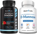 Kadınlar ve Erkekler 60Ct + D Mannose Capsules için Gelişmiş Bladder Kontrol Tamamları - Suçlama için 1400 MG Ekstra Güçlü DMannose