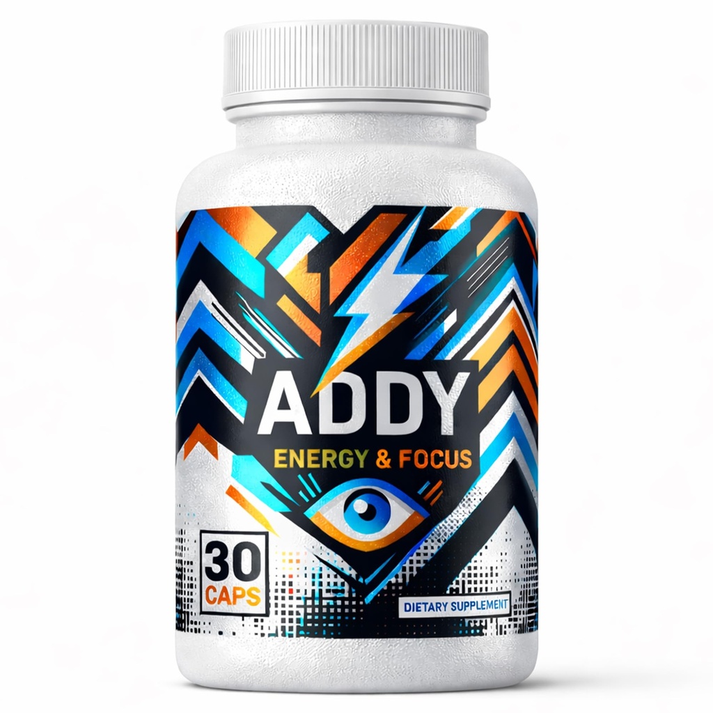 Addy Energy - Focus & Energy Supplement - Brain Booster - Adderall Alternative - Focus, Αυξήστε την παραγωγικότητα - Καθαρή ενέργεια - Sharp Focus - 30 Day Supply