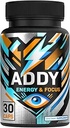 Addy Energy - Focus & Energy Supplement - Brain Booster - Adderall Alternative - Focus, Αυξήστε την παραγωγικότητα - Καθαρή ενέργεια - Sharp Focus - 30 Day Supply