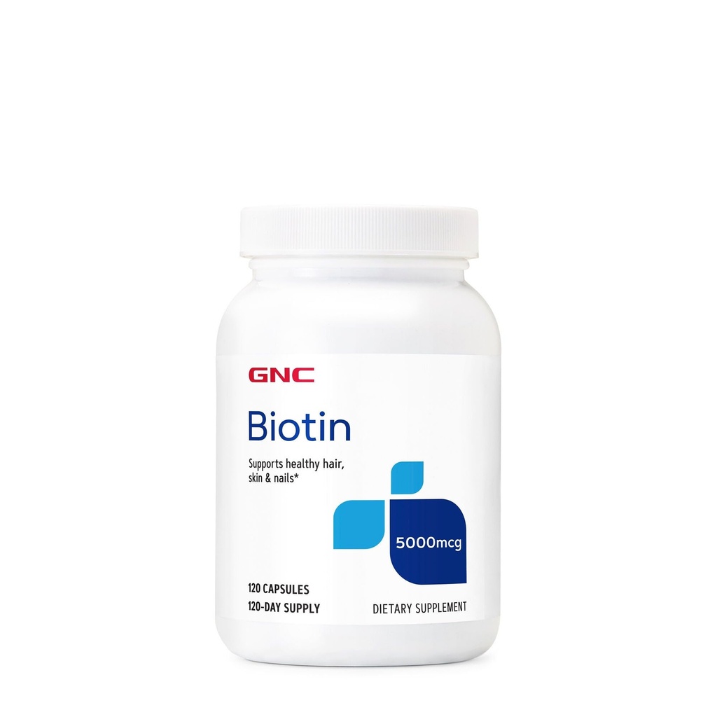 GNC Biotin 5000mcg Supplement, Sağlıklı Saç, Cilt ve Çiçeği Destekler, 120 Hizmet