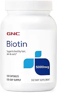 GNC Biotin 5000mcg Supplement, Sağlıklı Saç, Cilt ve Çiçeği Destekler, 120 Hizmet