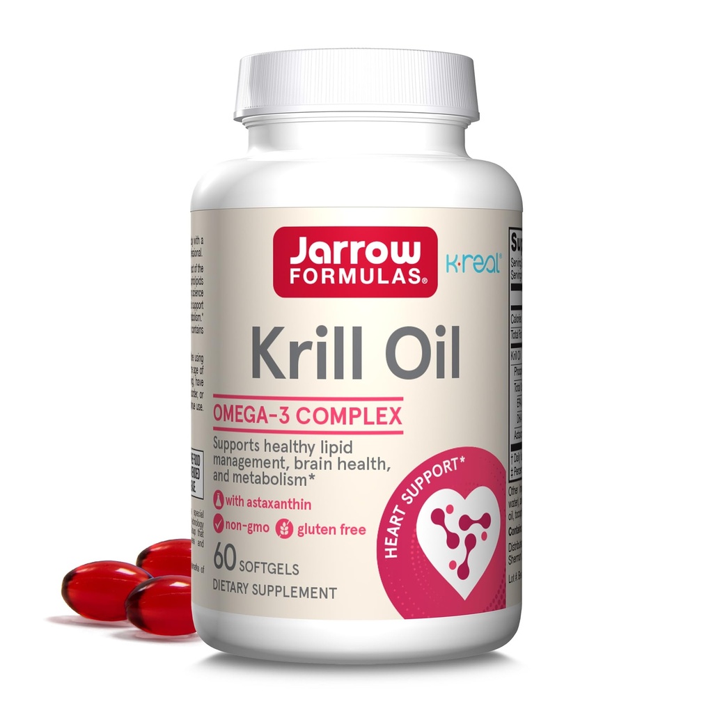 Jarrow Formulas Krill Oil - Phospholipid Omega-3 Kompleks with Astaxanthin - 60 Softgels - 30 Hizmet - Destekler Lipid Yönetimi, Metabolism, Brain & Heart Health - EPA & DHA - Gluten Free - Non-GMO