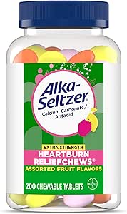 Alka-Seltzer Extra Strength Heartburn Relief Chews, Αντιόξινο για γρήγορη καρδιακή καύσου και όξινη δυσπεψία Relief Στο Go, 200 Ct