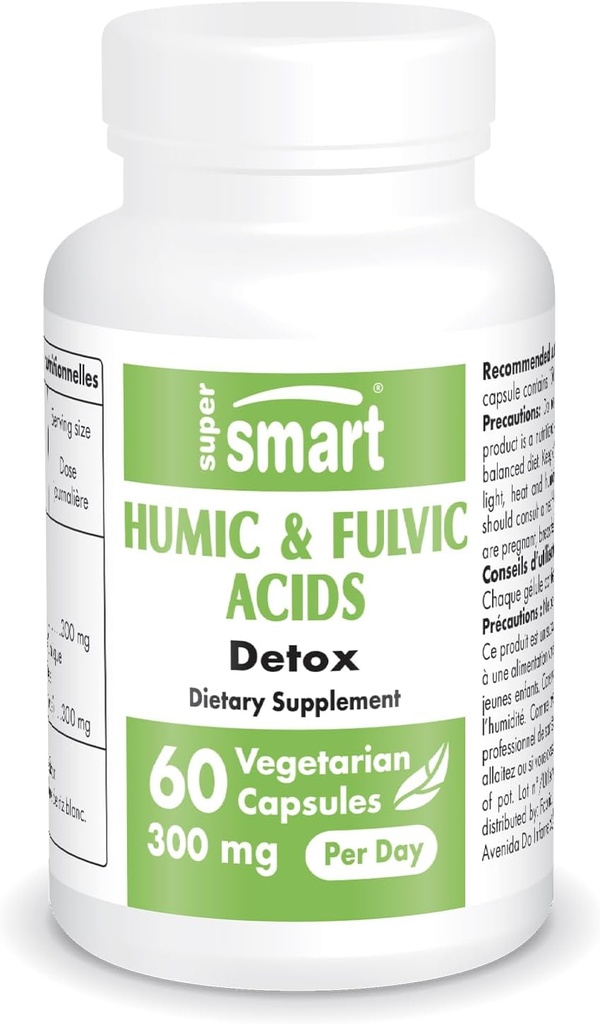 Supersmart - Humic and Fulvic Acid Supplement 300 mg per Day (Patented & High Strength) - Fulvic Humic Mineral Mix | Non-GMO & Gluten Free - 60 Vegetarian Capsules