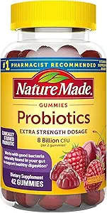 Nature Made Digestive Probiyotiks Ultra-Strength, Raspberry & Cherry, 42 Gummies (Pack of 2)