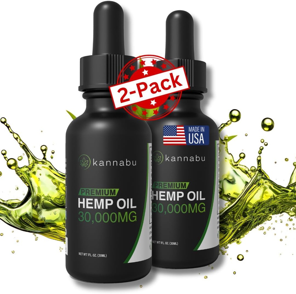 Premium Hemp Oil | Omega 3 6 9 Fatty Asits, Essential Amino Asits & Antioksis | Hemp Seeds | Vegan Gluten Free Kosher Non GMO (1 Fl Oz - Pack of 2)