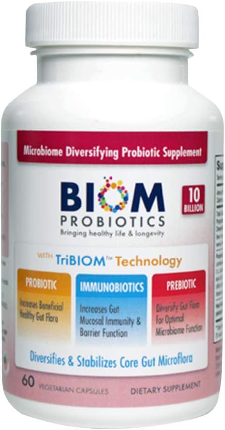 Biom Probiotics 3-σε-1 Formula (Κρύο Shipped) με 10 δις Flora Probiotics, Πρεβιοτικά και ανοσοβιοτικά για Υγιή Ζωή & Μακροζωία - Διαφοροποιεί την Gut Microflora και το Microbiome - για άνδρες & γυναίκες