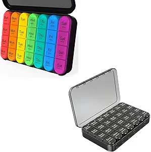 Daviky Weekly Pill Organizer 4 Times a Day, Medicine Pill Organizer Daily Pill Box Organizer, Great 7 Day Pill Case for Travel with 28 Karşılaştırmalı İlaç, Vitamin ve Supplement