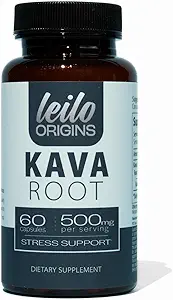 LEILO Kava Root Capsules | 500mg of Noble Extract/Serving to Support Stress and Promote Relaxation | (60 Vegan Capsules)
