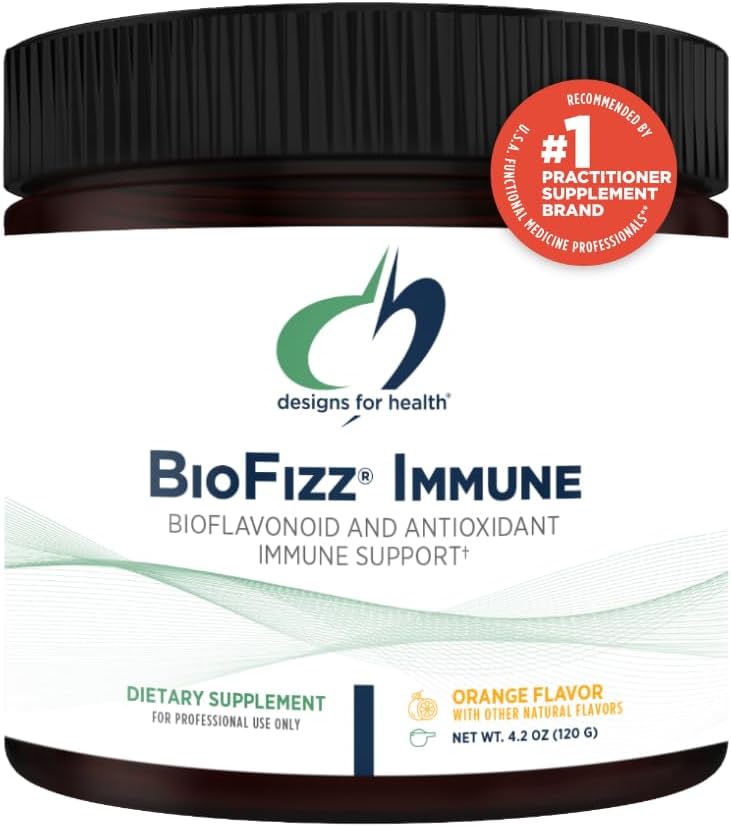 Sağlık BiyoFizz Immune Toz için Tasarımlar - Bioflavonoyaklar, çinko, 2000 IU Vitamin D + E - Fizzy Orange Flavor + Antioksi Desteği (30 Hizmet / 120g)