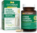 Daily Nouri Stress Support Probiotic for Women & Men | Supports Cortisol Management, Stress Relief, Mood, Digestion & Gut Health | 3 Clinically Studied Strains + Vegan Omega Oil | 30-Day Supply