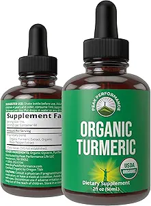 Κουρκουμίνη κουρκουμίνης με Μαύρο Πιπέρι USDA Organic Liquid Drops Vegan Extract για γυναίκες και άνδρες. για ανοσοποίηση + υποστήριξη Digestive. Υψηλή βιοδιαθεσιμότητα φυτική βαφή συμπλήρωμα. Μηδενική ζάχαρη, χωρίς γλουτένη