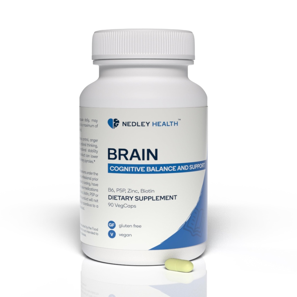 Beyin - Dengeli Nörotransmitter Support Supplement - çinko, B6, Biotin for Cognitive Function - 90 Veggie Capsules (Brain)